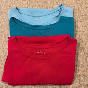 LOT of 3 Talbots 100% Pima Cotton Crewneck Short Sleeve Tees - Size L